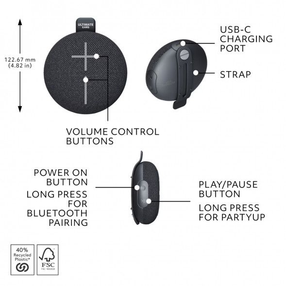 Портативная колонка Ultimate Ears MINIROLL, черный в Ульяновске