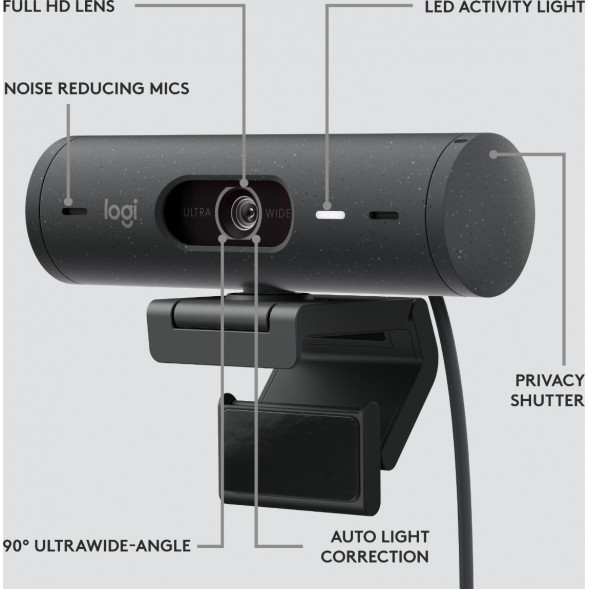 Веб-камера Logitech Brio 500, чёрный в Ульяновске