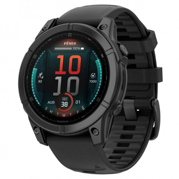Умные часы Garmin Fenix E 47мм Amoled Slate Grey Steel с чёрным силиконовым ремешком 010-03025-01 в Ульяновске