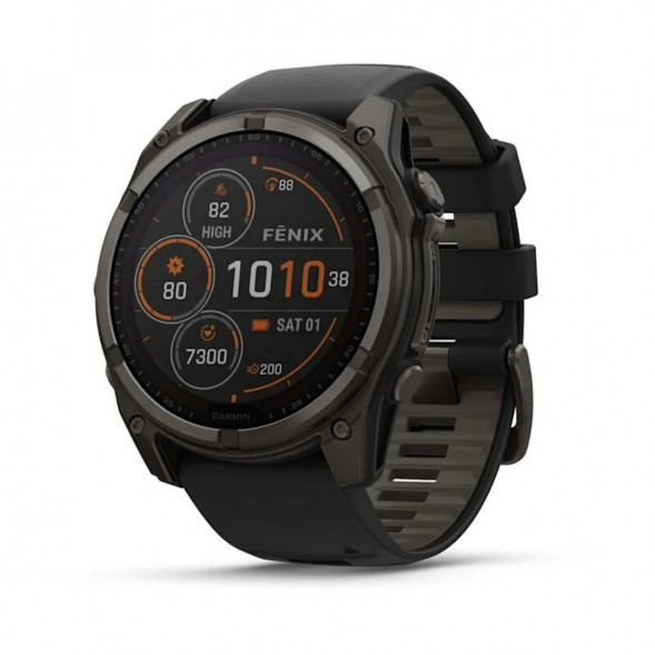 Умные часы Garmin Fenix 8, 51 мм, Solar, Sapphire Carbon Gray DLC Titanium with Black/Pebble Gray Silicone 010-02907-10 в Ульяновске