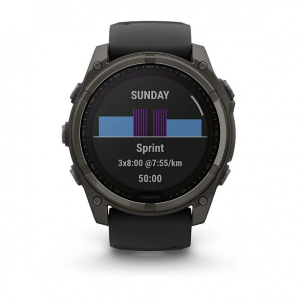 Умные часы Garmin Fenix 8, 51 мм, Solar, Sapphire Carbon Gray DLC Titanium with Black/Pebble Gray Silicone 010-02907-10 в Ульяновске
