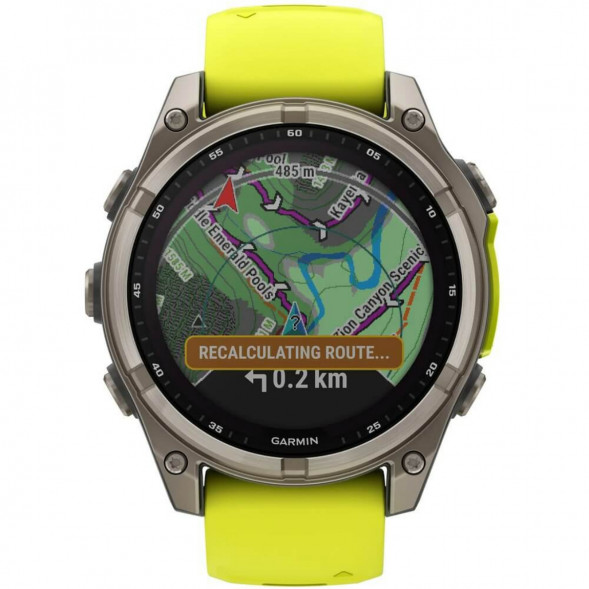 Умные часы Garmin Fenix 8, 51 мм, Solar, Sapphire Titanium with AMP Yellow/Graphite Silicone Band 010-02907-20 в Ульяновске