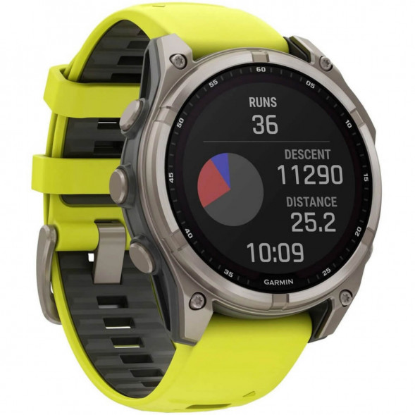 Умные часы Garmin Fenix 8, 51 мм, Solar, Sapphire Titanium with AMP Yellow/Graphite Silicone Band 010-02907-20 в Ульяновске