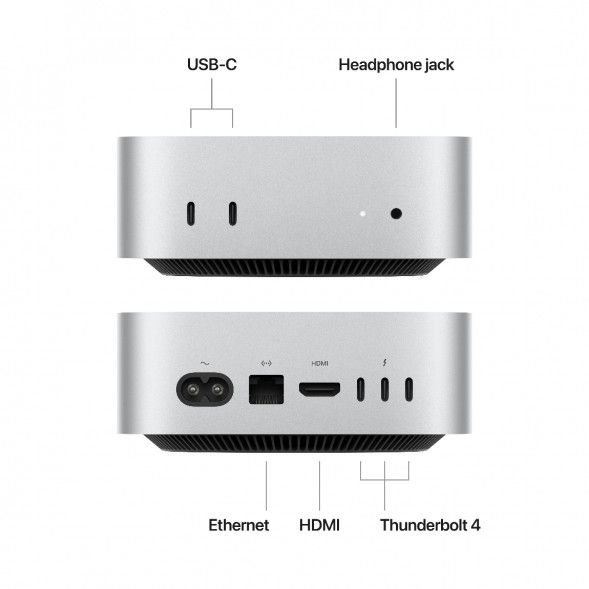 Компьютер Apple Mac mini M4 2024 (MU9E3) (10 Core GPU, 16ГБ, 512ГБ SSD, Apple, macOS), серебристый в Ульяновске