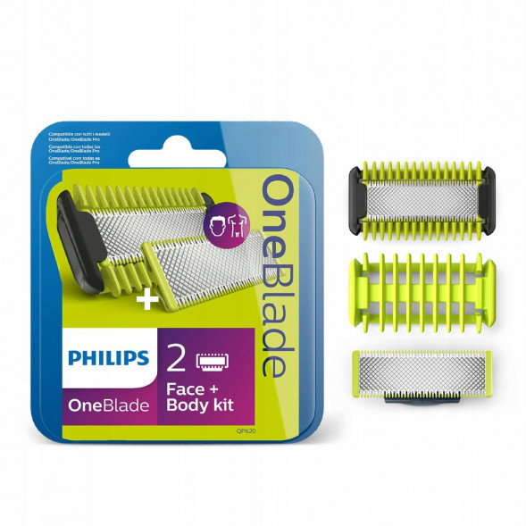 Сменные лезвия Philips OneBlade 2 шт. + 1 шт. Body kit QP620/50 в Ульяновске
