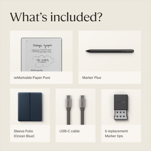 Графический планшет reMarkable Paper Pure+Marker Plus+Sleeve Folio, Ocean Blue в Ульяновске